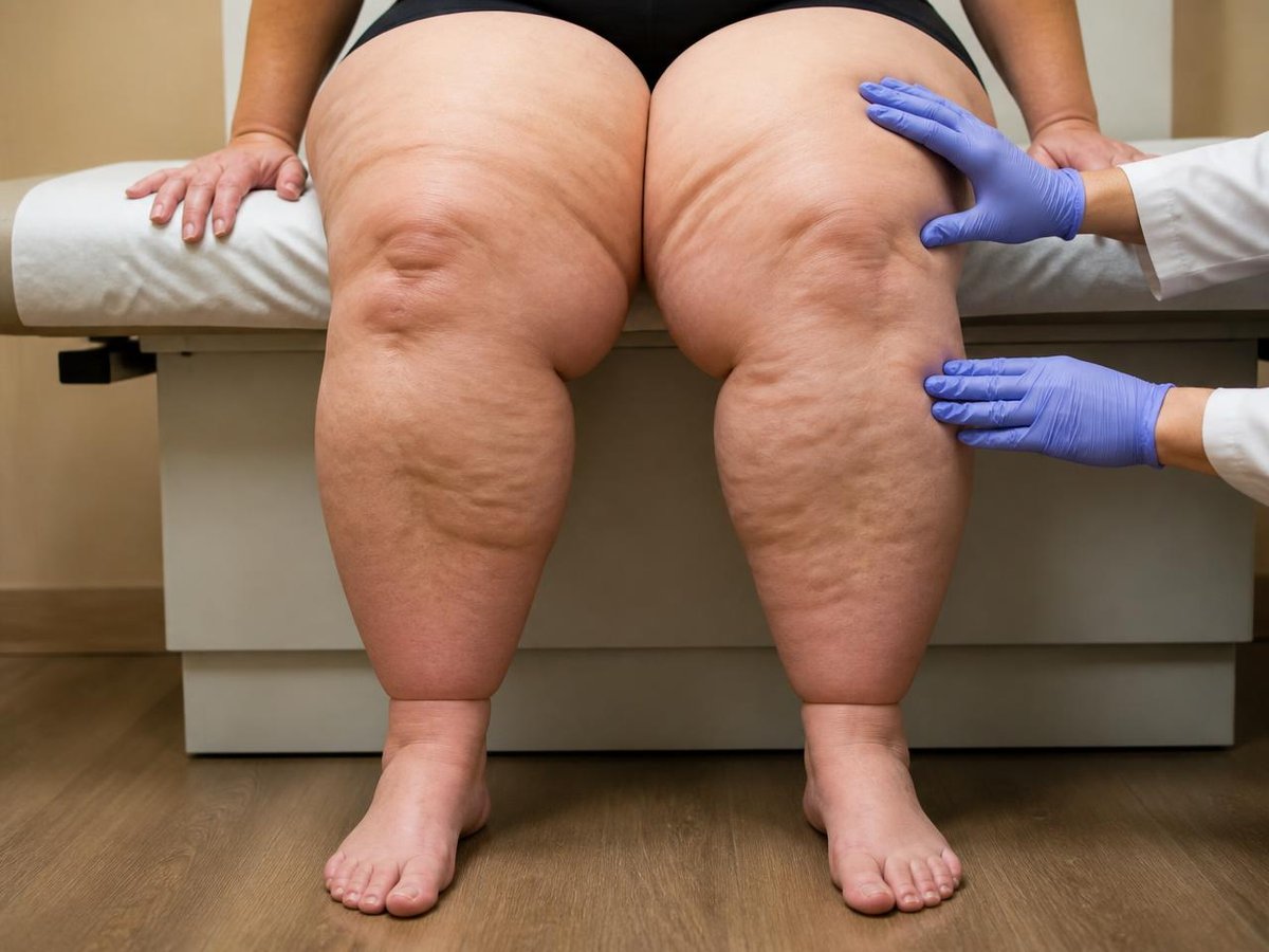 Fisioterapeuta em sessão de acompanhamento dermatofuncional para lipedema