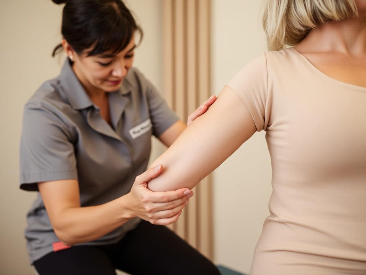 Sessão de fisioterapia oncológica com acompanhamento clínico